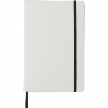 Logo trade promotional giveaways image of: Spectrum A5 white notebook with coloured strap