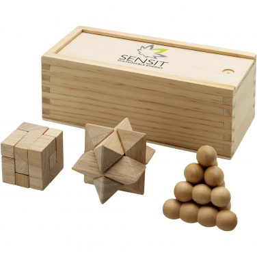 Logo trade promotional products picture of: Brainiac 3-piece wooden brain teaser set