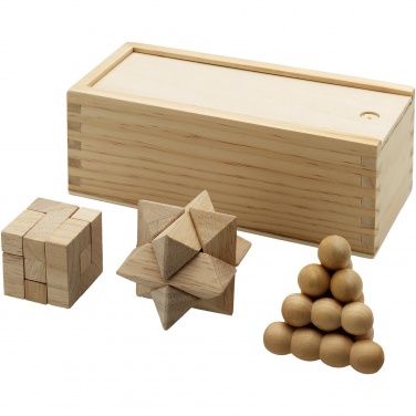 Logo trade corporate gift photo of: Brainiac 3-piece wooden brain teaser set