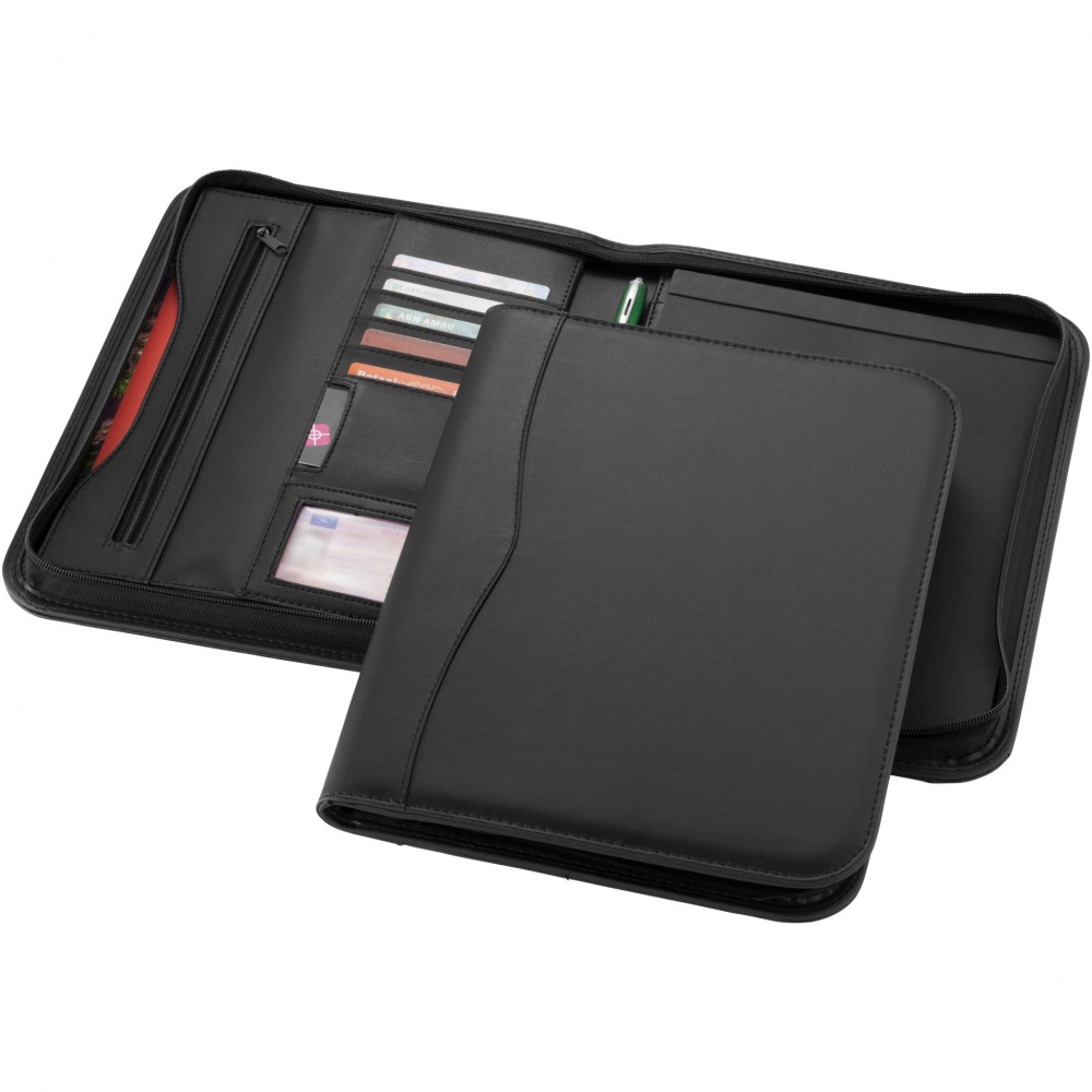 Logo trade business gift photo of: Ebony A4 zippered portfolio