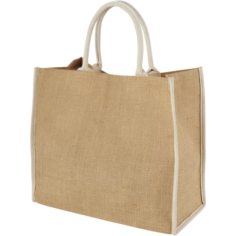 Logo trade promotional gifts picture of: Harry coloured edge jute tote bag 25L