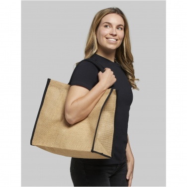 Logo trade promotional products image of: Harry coloured edge jute tote bag 25L