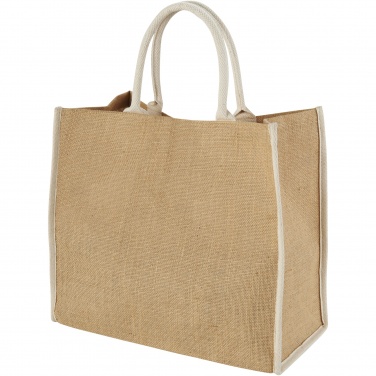 Logo trade promotional items image of: Harry coloured edge jute tote bag 25L