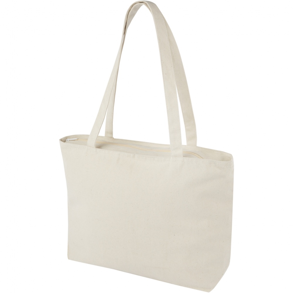 Logo trade promotional gifts image of: Ningbo 320 g/m² zippered cotton tote bag 15L