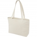 Ningbo 320 g/m² zippered cotton tote bag 15L, Natural