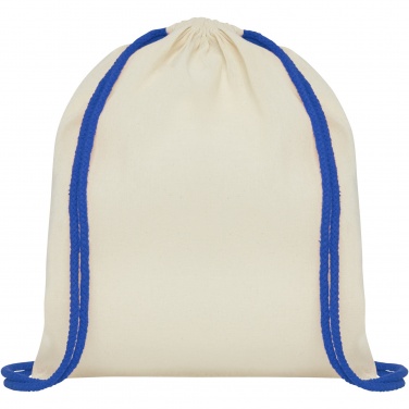 Logo trade corporate gifts picture of: Oregon 100 g/m² cotton drawstring bag with coloured cords 5L