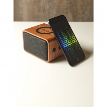 Logo trade promotional items image of: Wooden 3W speaker with wireless charging pad