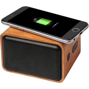 Logo trade promotional merchandise image of: Wooden 3W speaker with wireless charging pad