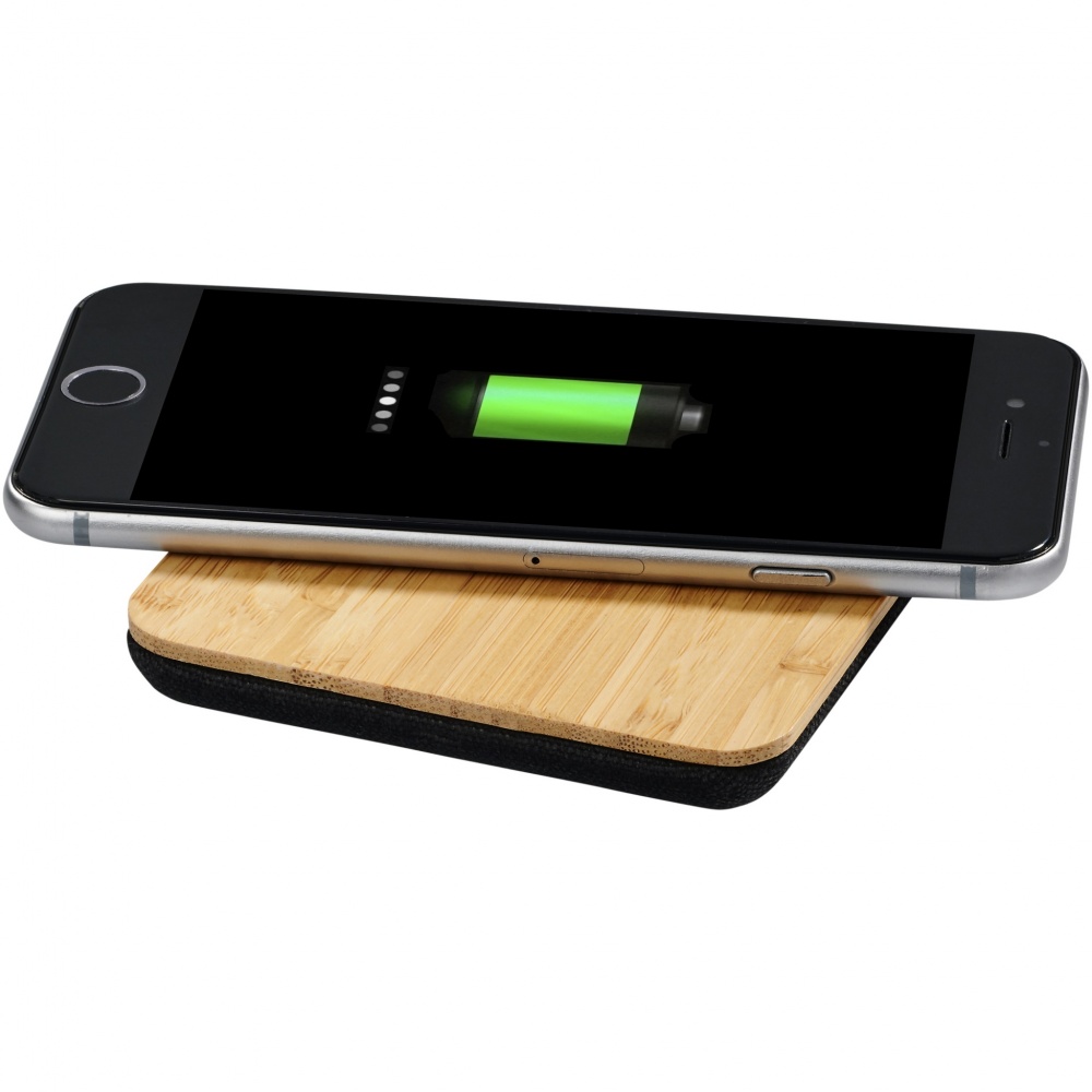 Logotrade promotional merchandise photo of: Leaf 5W bamboo and fabric wireless charging pad