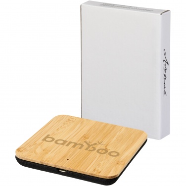 Logotrade promotional merchandise picture of: Leaf 5W bamboo and fabric wireless charging pad