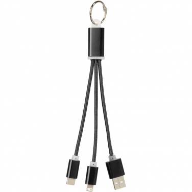 Logo trade promotional gift photo of: Metal 3-in-1 charging cable with keychain