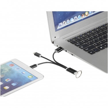 Logo trade promotional merchandise image of: Metal 3-in-1 charging cable with keychain