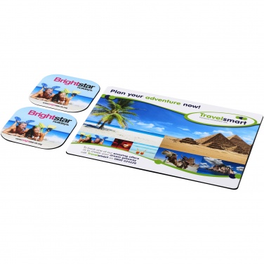 Logo trade promotional items image of: Brite-Mat® mouse mat and coaster set combo 3