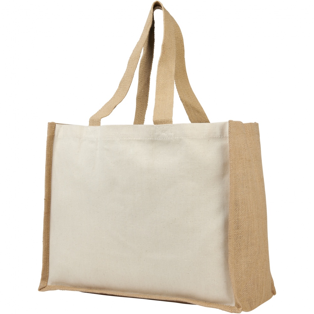 Logo trade corporate gift photo of: Varai 320 g/m² canvas and jute shopping tote bag 23L