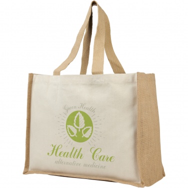 Logo trade promotional gifts picture of: Varai 320 g/m² canvas and jute shopping tote bag 23L