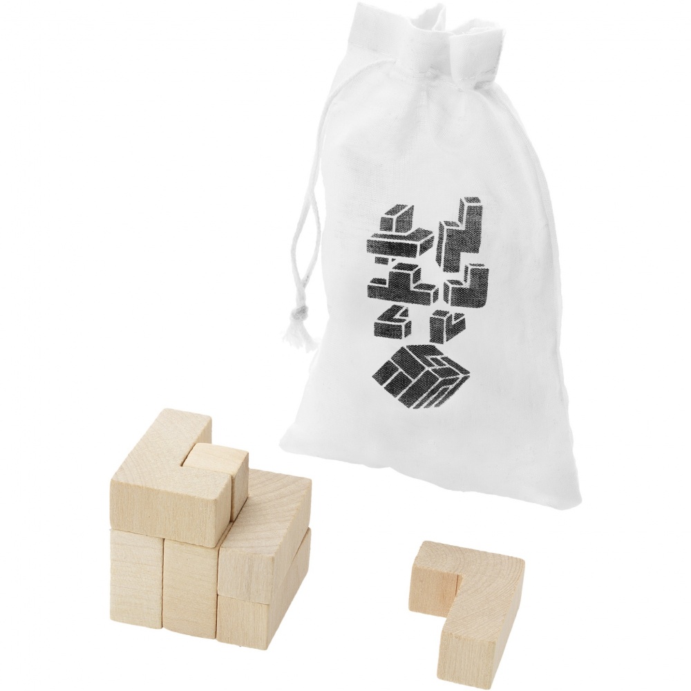 Logotrade promotional giveaway image of: Solfee wooden squares brain teaser with pouch