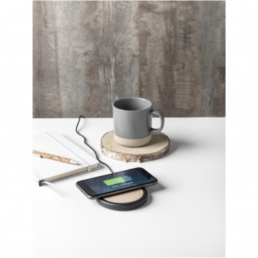 Logo trade advertising products picture of: Kivi 10W limestone/cork wireless charging pad