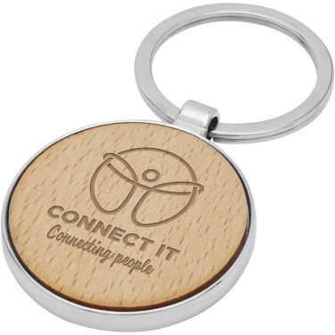 Logo trade promotional giveaways picture of: Moreno beech wood round keychain