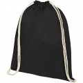 Oregon 140 g/m² cotton drawstring bag 5L, Solid black