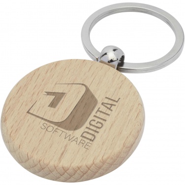 Logo trade promotional items picture of: Giovanni beech wood round keychain