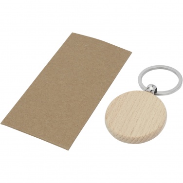 Logo trade promotional item photo of: Giovanni beech wood round keychain