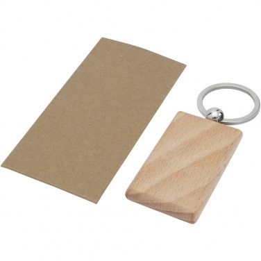 Logo trade advertising product photo of: Gian beech wood rectangular keychain