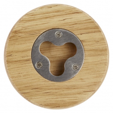 Logo trade corporate gifts image of: Scoll wooden coaster with bottle opener