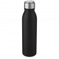 Harper 700 ml stainless steel water bottle with metal loop, Solid black