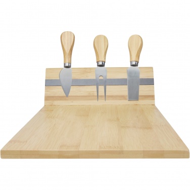 Logotrade promotional giveaway image of: Mancheg bamboo magnetic cheese board and tools