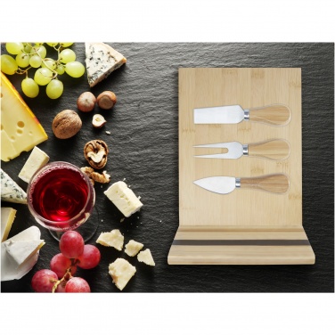 Logotrade promotional item image of: Mancheg bamboo magnetic cheese board and tools