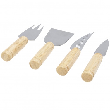 Logo trade promotional items image of: Cheds 4-piece bamboo cheese set