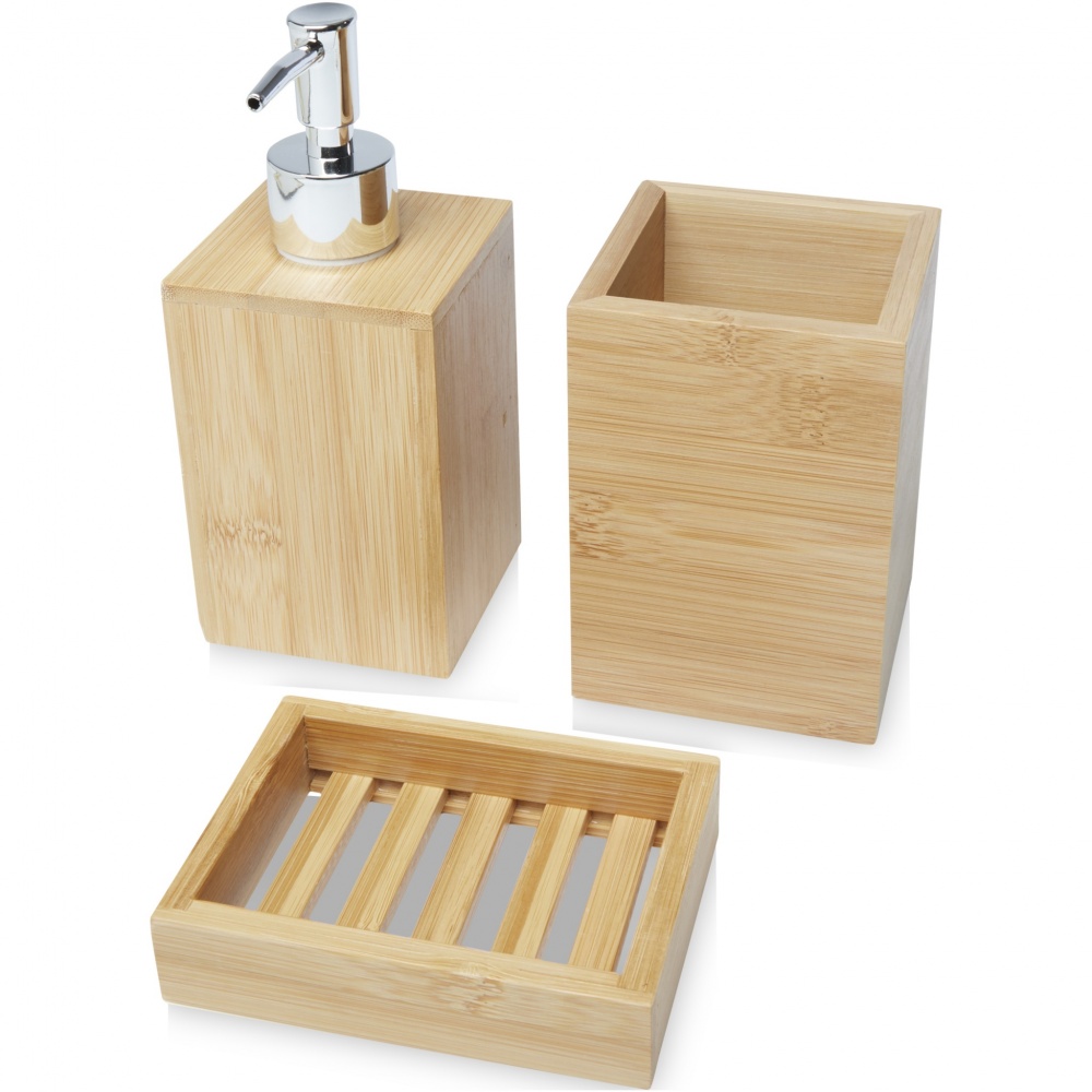 Logo trade corporate gifts picture of: Hedon 3-piece bamboo bathroom set