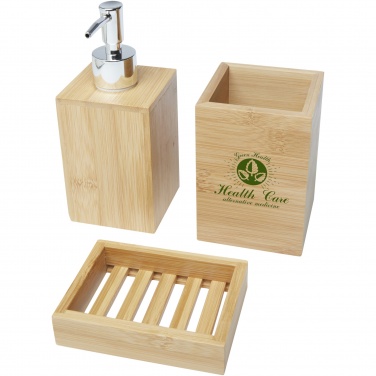 Logo trade promotional gifts image of: Hedon 3-piece bamboo bathroom set