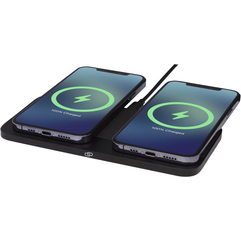 Logo trade promotional gifts image of: Hybrid 15W premium dual wireless charging pad