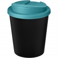 Americano® Espresso Eco 250 ml recycled tumbler with spill-proof lid , Solid black / Aqua blue