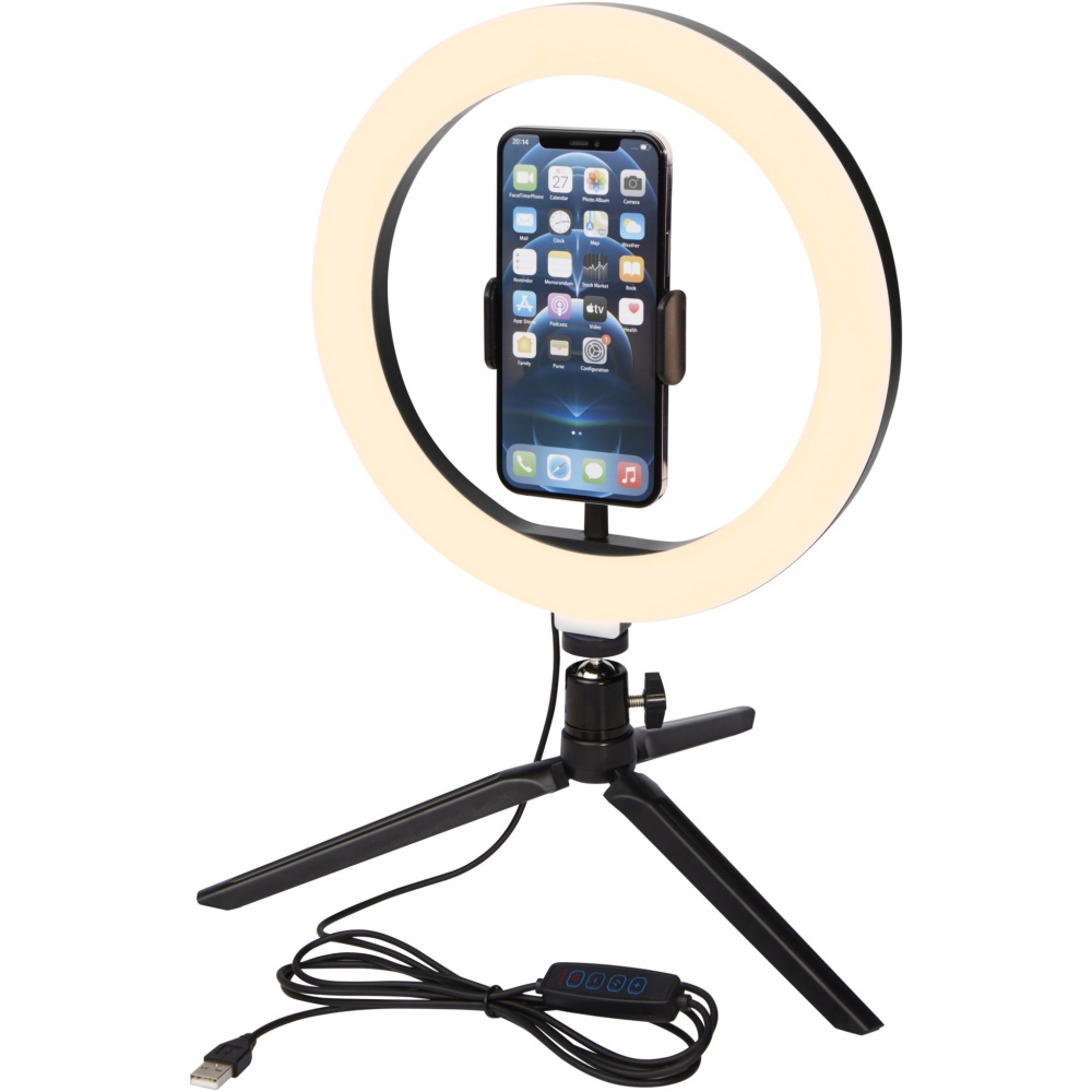 Logo trade promotional gifts picture of: Studio ring light for selfies and vlogging with phone holder and tripod