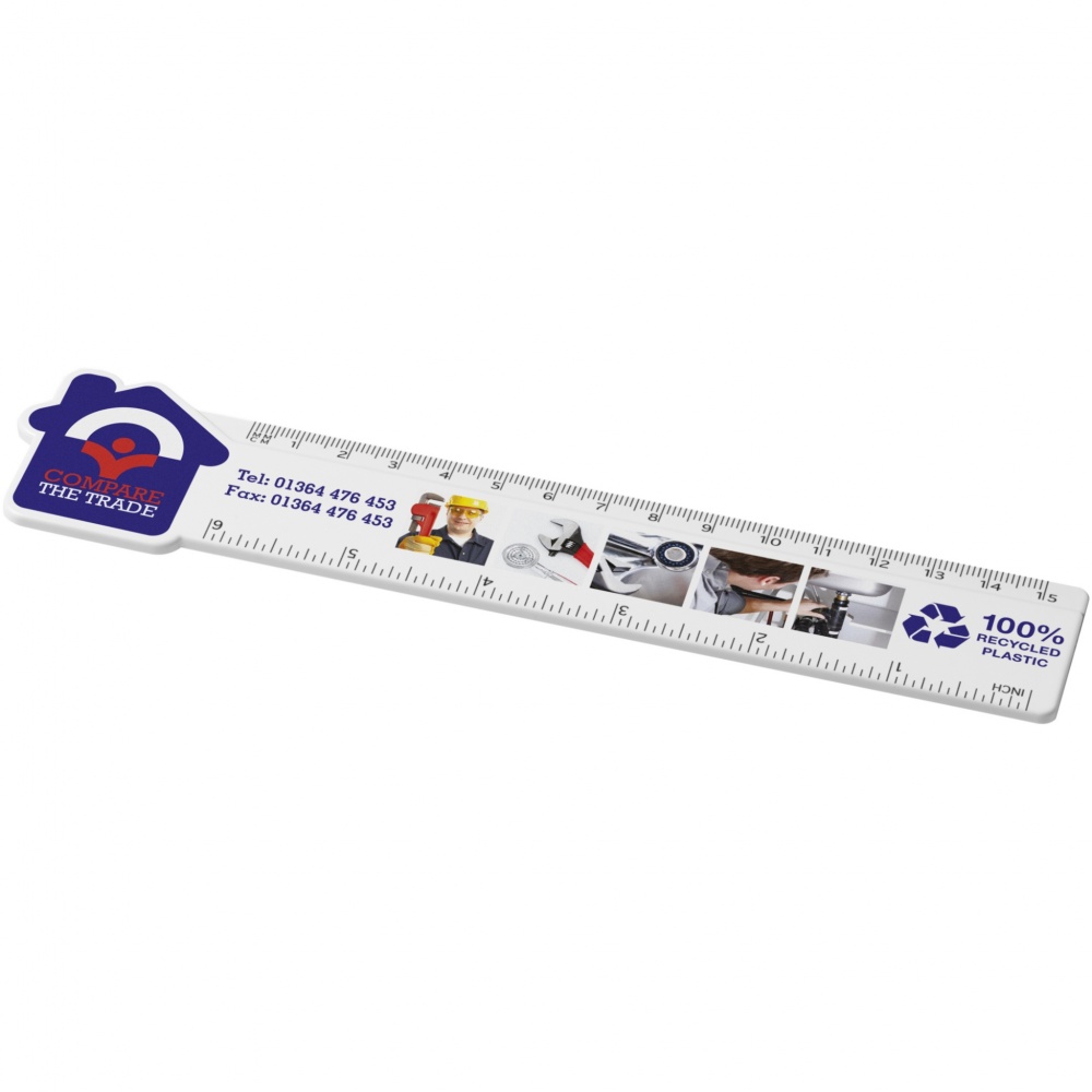 Logotrade advertising product picture of: Tait 15 cm house-shaped recycled plastic ruler