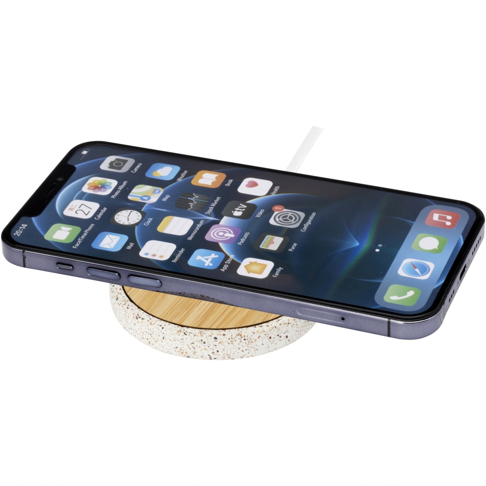 Logo trade promotional gift photo of: Terrazzo 10W wireless bamboo charging pad