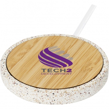 Logo trade promotional merchandise photo of: Terrazzo 10W wireless bamboo charging pad