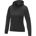 Sayan women's half zip anorak hooded sweater, Solid black