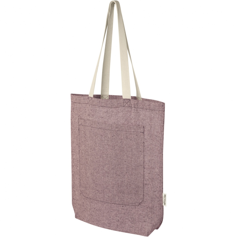 Logo trade promotional products image of: Pheebs 150 g/m² recycled cotton tote bag with front pocket 9L