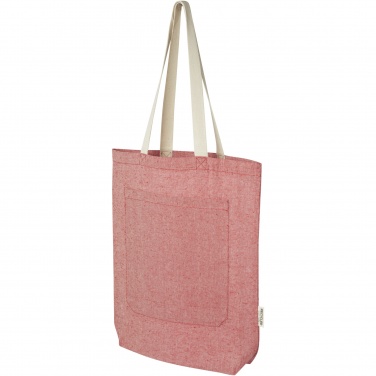 Logo trade promotional item photo of: Pheebs 150 g/m² recycled cotton tote bag with front pocket 9L