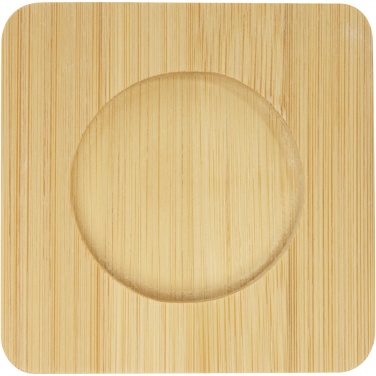 Logo trade business gifts image of: Manti 2-piece 100 ml double-wall glass cup with bamboo coaster 