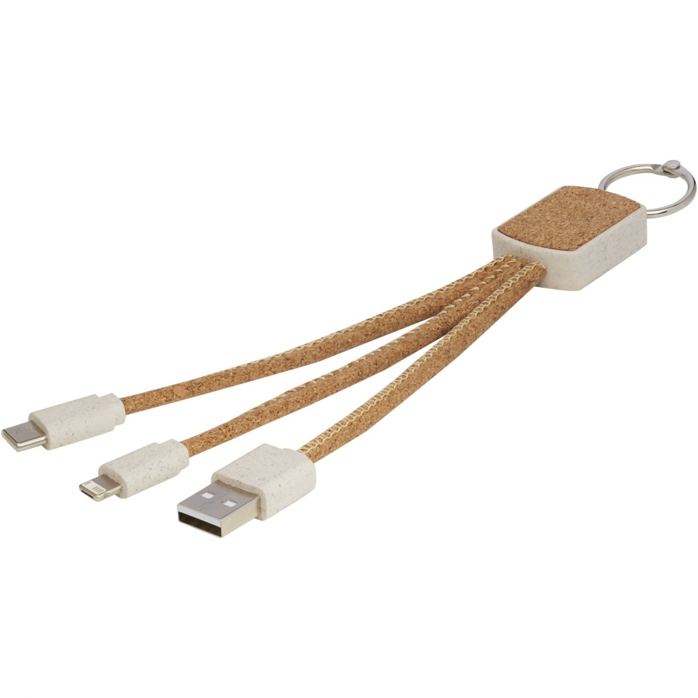 Logotrade business gifts photo of: Bates wheat straw and cork 3-in-1 charging cable