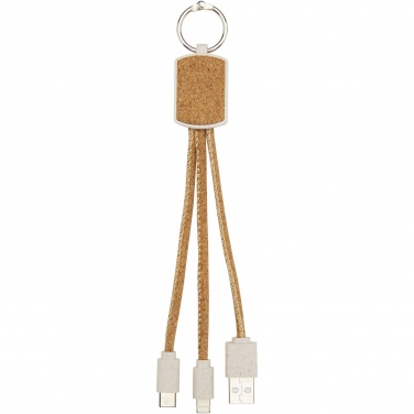 Logotrade promotional gifts photo of: Bates wheat straw and cork 3-in-1 charging cable