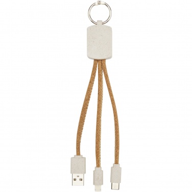 Logotrade promotional giveaways photo of: Bates wheat straw and cork 3-in-1 charging cable