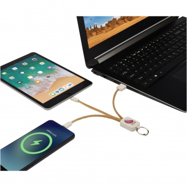 Logotrade promotional merchandise picture of: Bates wheat straw and cork 3-in-1 charging cable