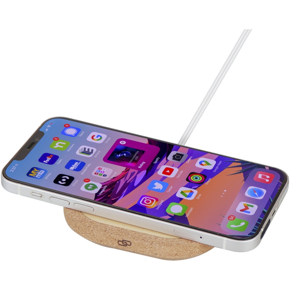 Logo trade promotional merchandise image of: Cerris 15W cork wireless charging pad