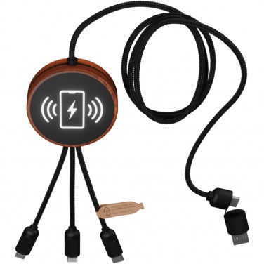 Logotrade promotional giveaway image of: SCX.design C40 5-in-1 rPET light-up logo charging cable and 10W charging pad