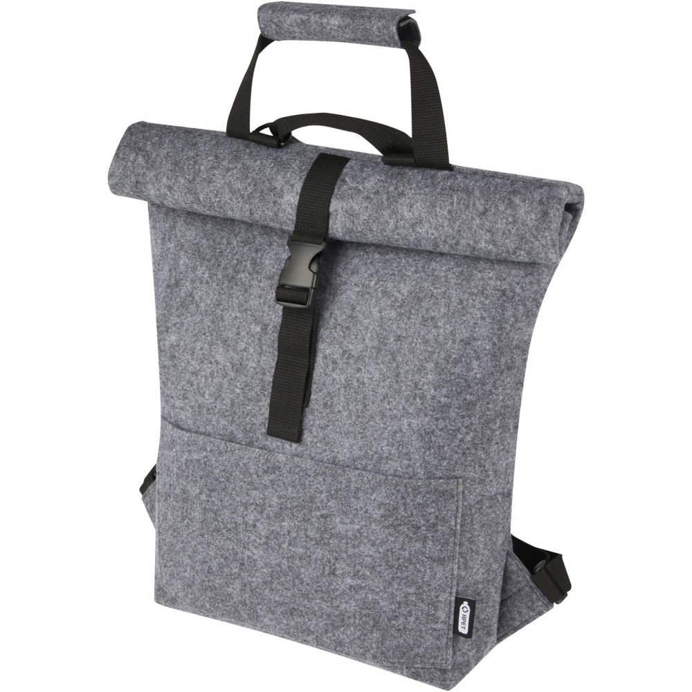 Logo trade corporate gifts image of: Felta GRS recycled felt roll-top bike bag 13L